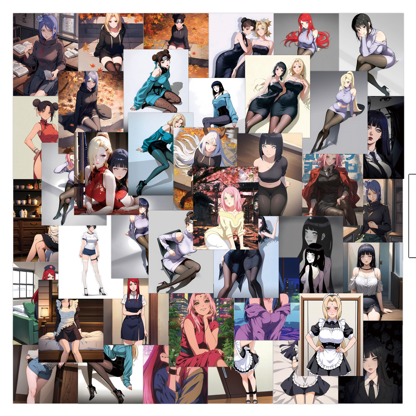 60张日本动漫火影忍者女忍者们冰箱贴纸定制个性潮流装饰水杯平板笔记本电脑文具音响头盔滑板防水贴画