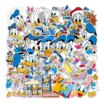 50张唐老鸭卡通涂鸦个性装饰贴画手机壳水杯笔记本吉他滑板车平板电脑手账本diy冰箱儿童奖励水壶桶夏天贴纸
