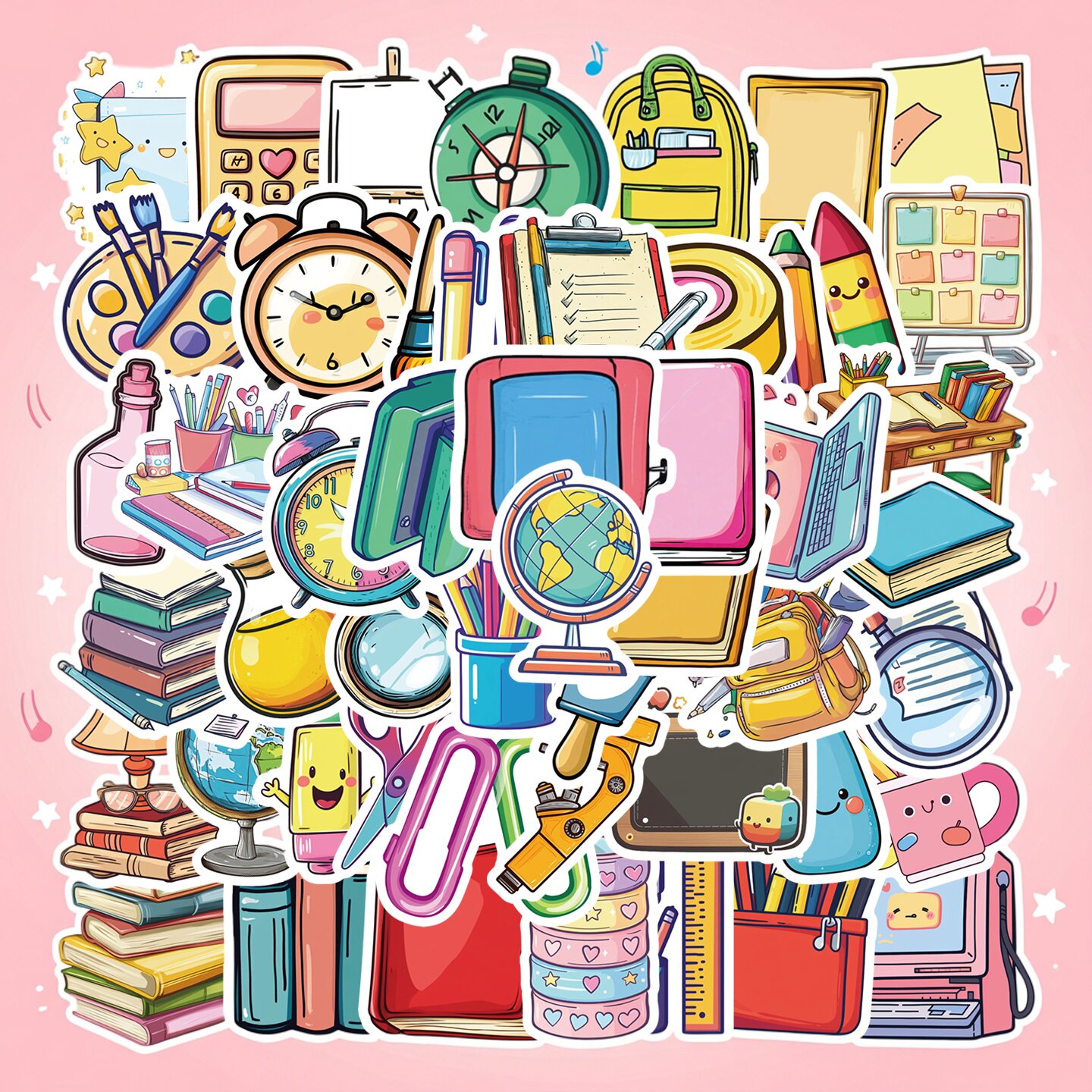 50张创意多彩文具书本书籍贴纸