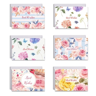 Best Wishes祝福卡片6款创意设计贺卡明信片带信封封口贴套装祝福留言卡感恩节毕业礼生日感谢贺卡鲜花卡片