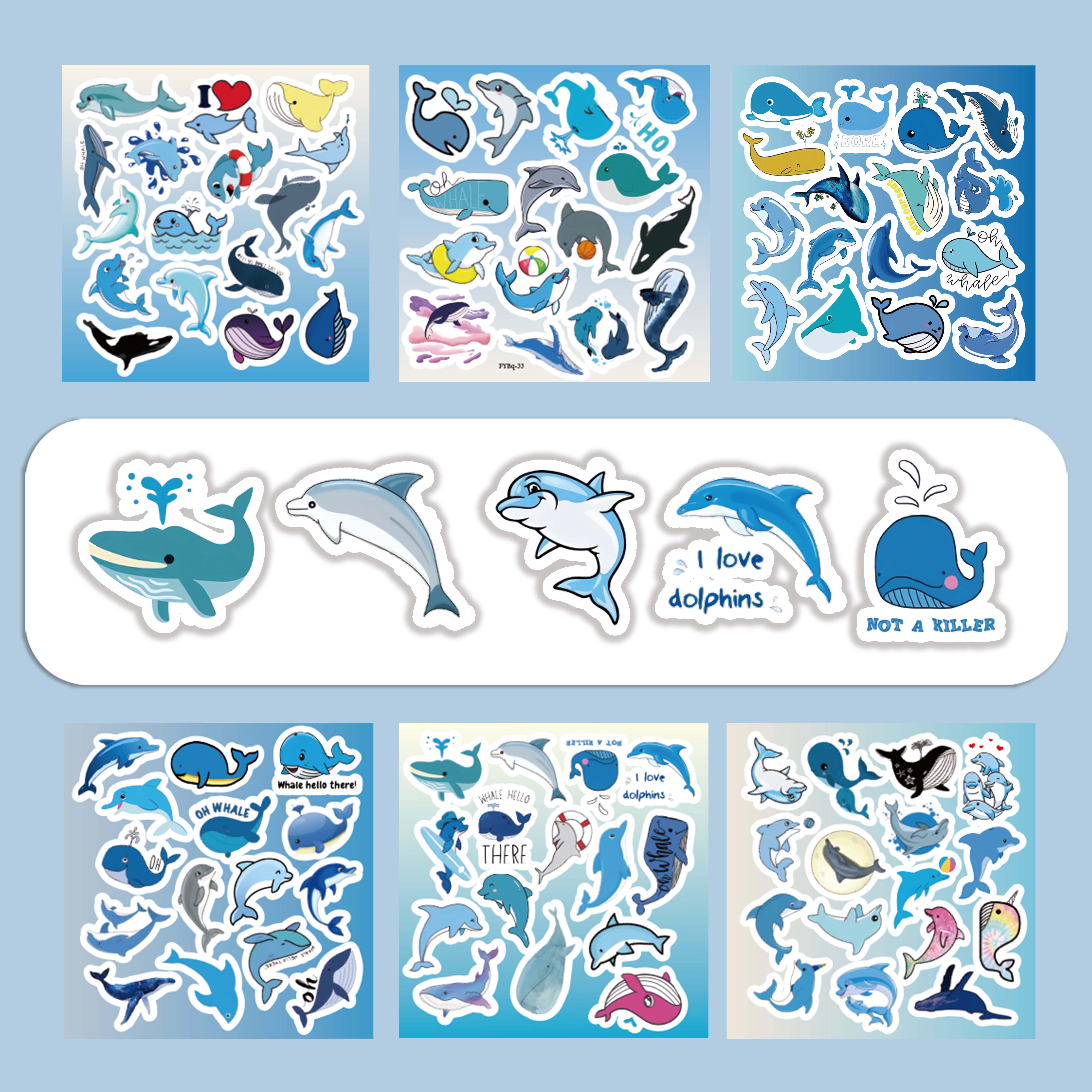 100张半切新款动漫微笑动物贴纸