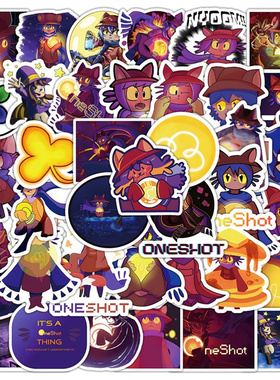 50张卡通动漫oneshot猫咪可爱汽车贴画冰箱水杯手账行李箱保温杯头盔笔记本手机平板渔具鱼箱电动车防水贴纸