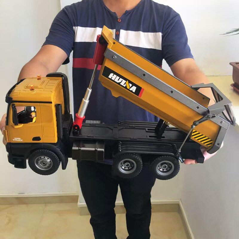 汇纳573新款高级合金遥控自卸车2.4G工程卡车翻斗车儿童玩具礼物