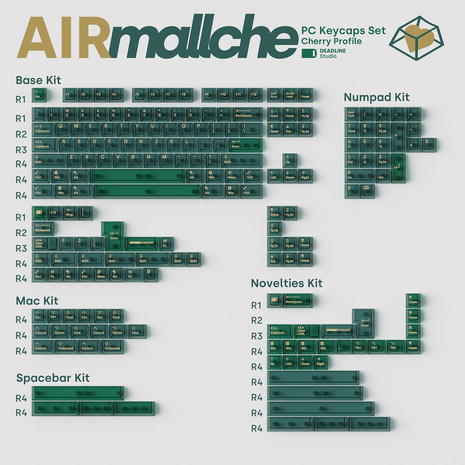 现货 DEADLINE AIRmallche/绿色沉寂 透绿PC键帽 客制化机械键盘