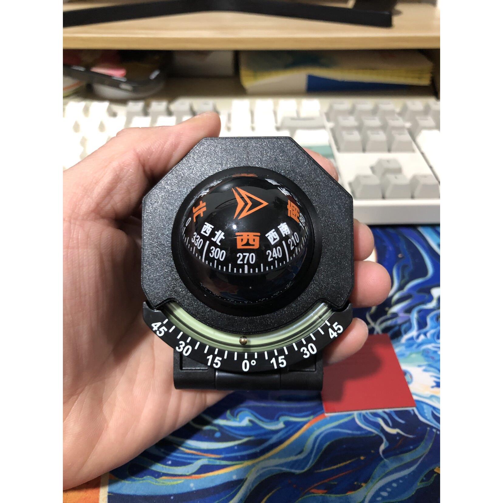 中文车载指南球+坡度二合一夜光高精度越野汽车指北针户外强磁