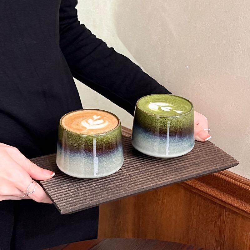 复古日式陶瓷杯具抹茶杯咖啡杯拉花杯家用寿司店餐厅用水杯杯子