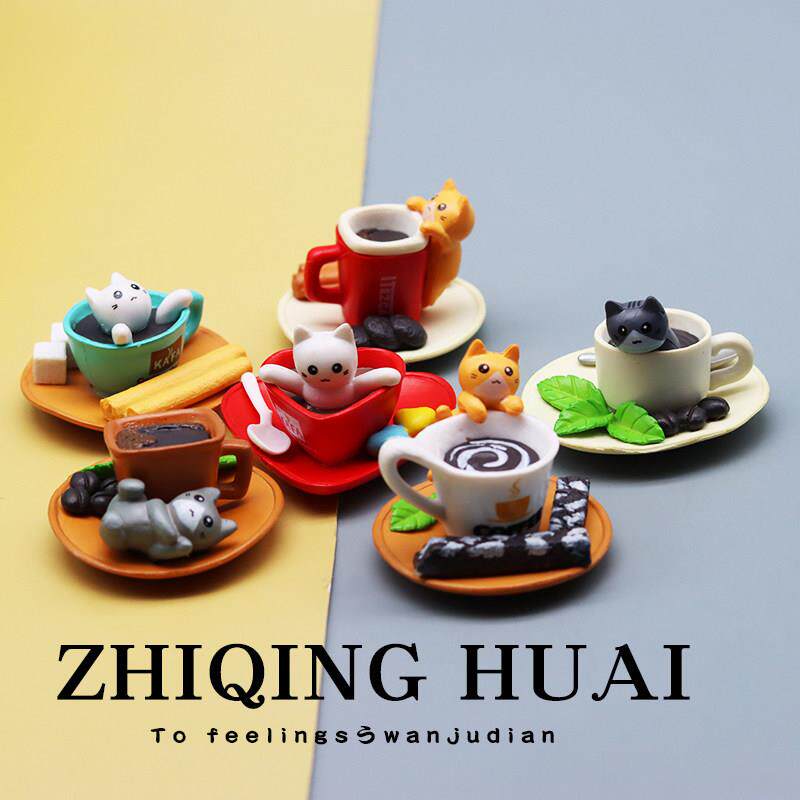 独立盲袋微缩迷你一套仿真食玩下午茶点心小猫咪动物创意摆件玩具