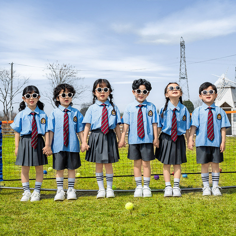 六一儿童合唱演出服装毕业照幼儿园园服春夏季小学生班服短袖校服