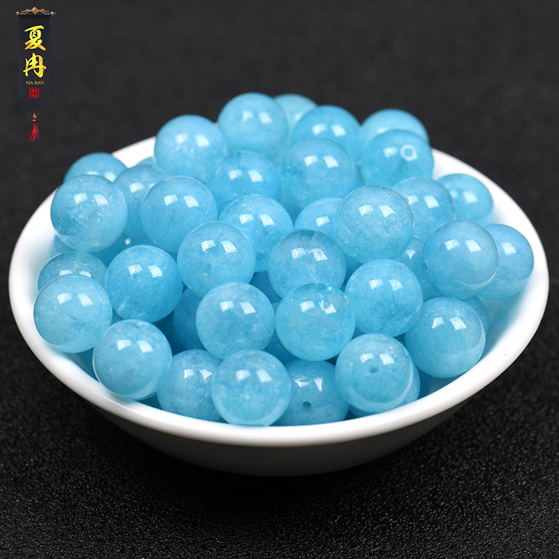 优化海蓝宝散珠子冰种蓝色水晶串珠diy编织手工复古配件手链材料