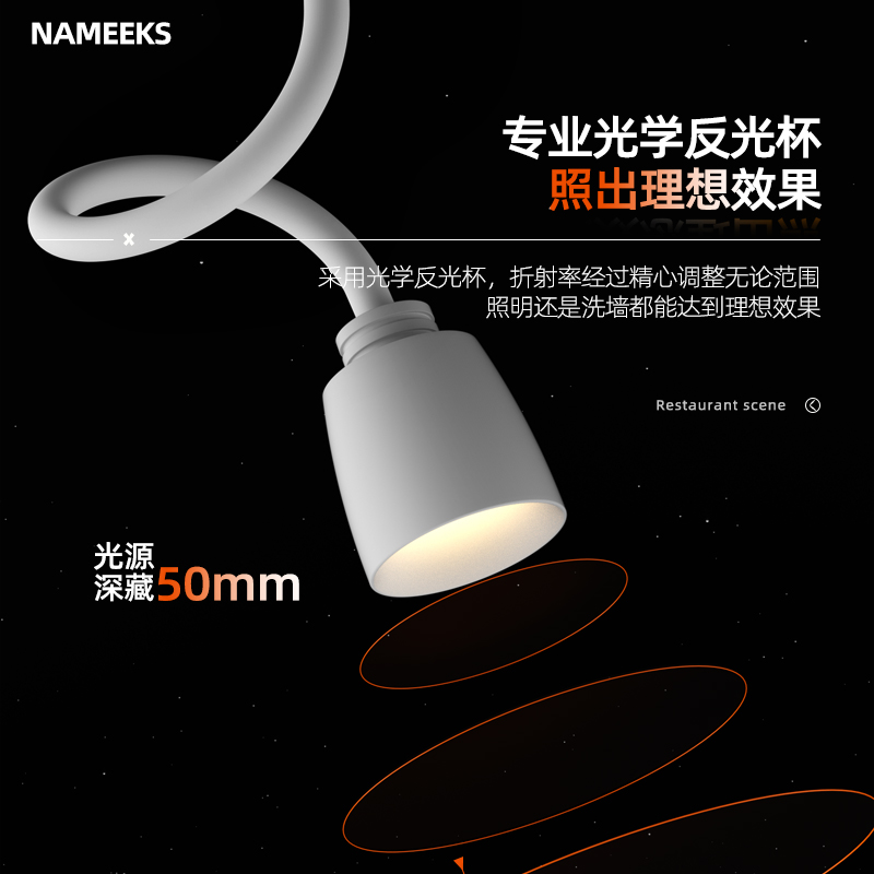 万向软管射灯吸顶式玄关照壁画装饰画店铺背景墙加长杆聚光灯明装