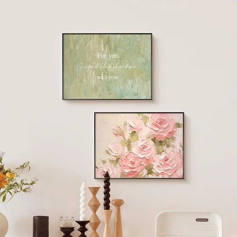 法式奶油风花卉电表箱装饰画遮挡画餐厅饭厅弱电箱配电箱遮丑挂画