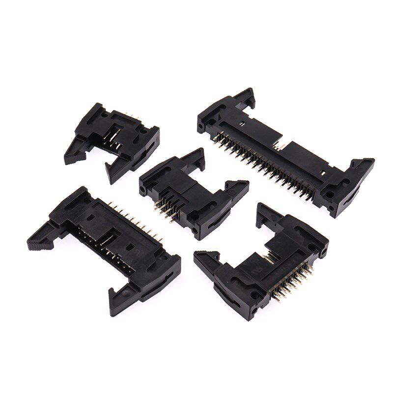 DC2牛角插座2.54MM直针座DC2-10p/6/8/14/20/40/64P卡钩带扣插针