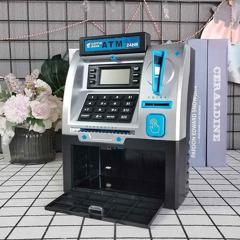 直销亚马逊儿童玩具ATM储蓄指纹识别大容量密码插卡记数存钱跨境