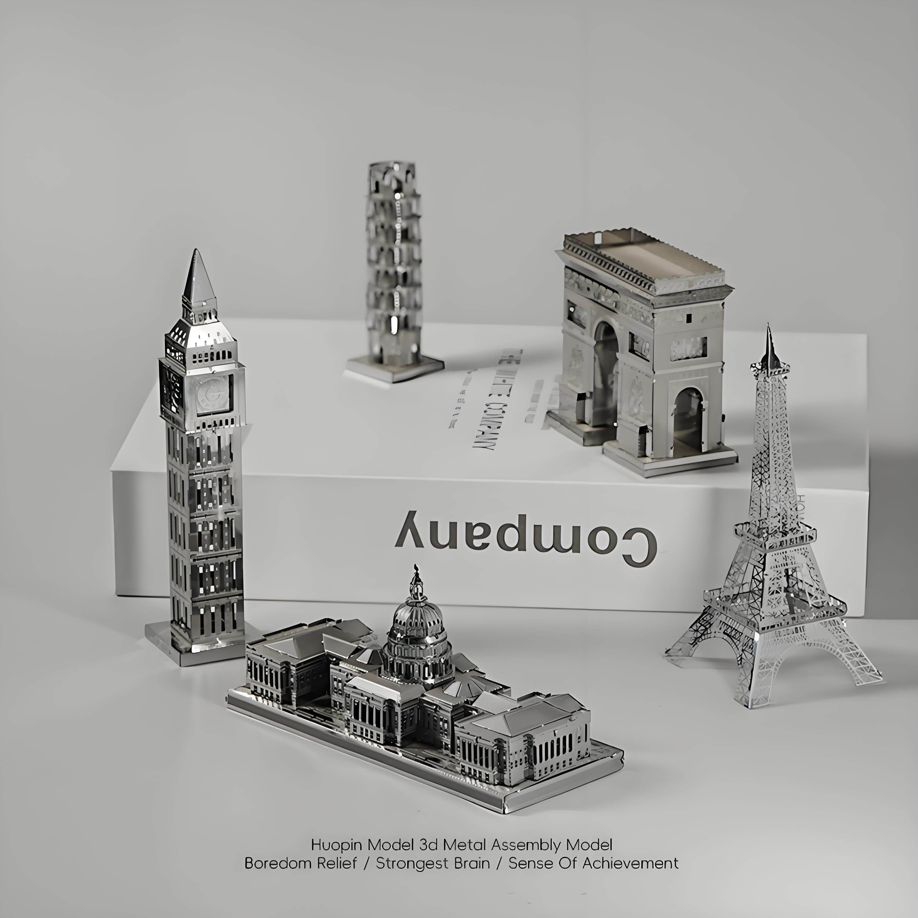 金属拼装模型世界著名建筑白宫埃菲尔成品3d积木铁片拼图手工diy