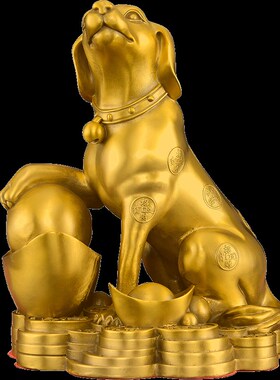 铜狗摆件招财十二生肖元宝狗补西北缺角家居客厅办公室店铺工艺品