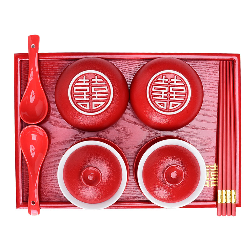 结婚红色碗敬茶杯陶瓷两对改口敬酒喜茶杯喜碗筷子茶具套装新婚礼,节庆用品/礼品,喜碗/敬茶杯,淘宝优惠券,粉丝福利购,淘宝优惠卷