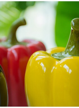 陶瓷红黄绿青椒家居摆件桌面工艺品装饰品茶储物罐小罐子礼物创意