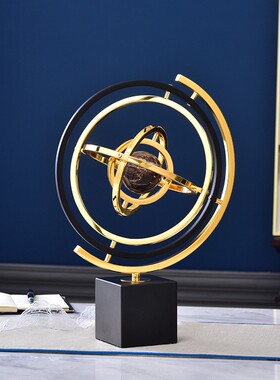 轻奢摆件客厅酒柜玄关领导办公室桌面家居装饰品创意地球仪科技感