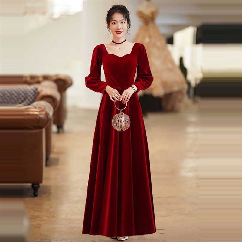 敬酒服新娘小个子结婚回门订婚连衣裙红色礼服裙女四季高级感裙子