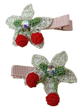 10.23韩国inpink儿童针织星星小樱桃发夹边夹刘海夹发卡