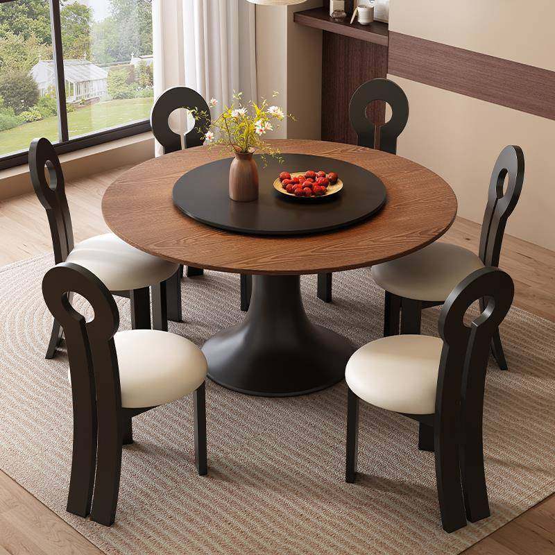 实木圆形法式中古风餐桌家用大小户型餐桌椅组合现代简约餐厅饭桌,住宅家具,餐桌+餐椅,淘宝优惠券,粉丝福利购,淘宝优惠卷