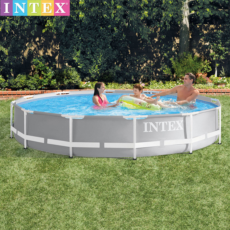 INTEX 26700原装10尺灰色圆形支架水池305*76CM管架水池26700