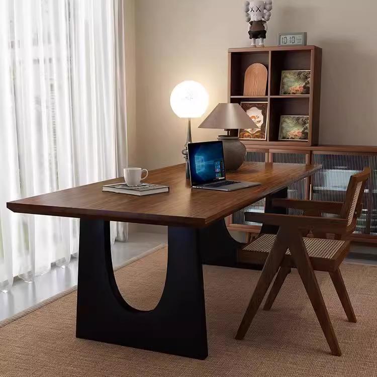 实木桌胡桃木色客厅原木书桌工作台大板餐一体家用办公桌全实木