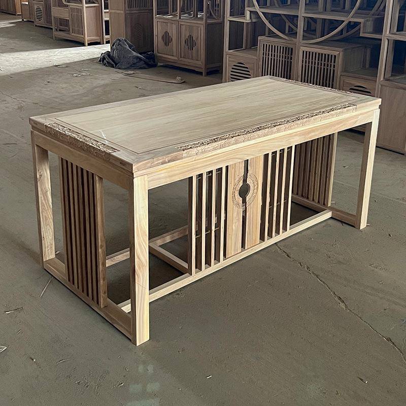 实木中式茶桌茶台泡茶喝茶桌画案白茬白胚原木老榆木家具工厂