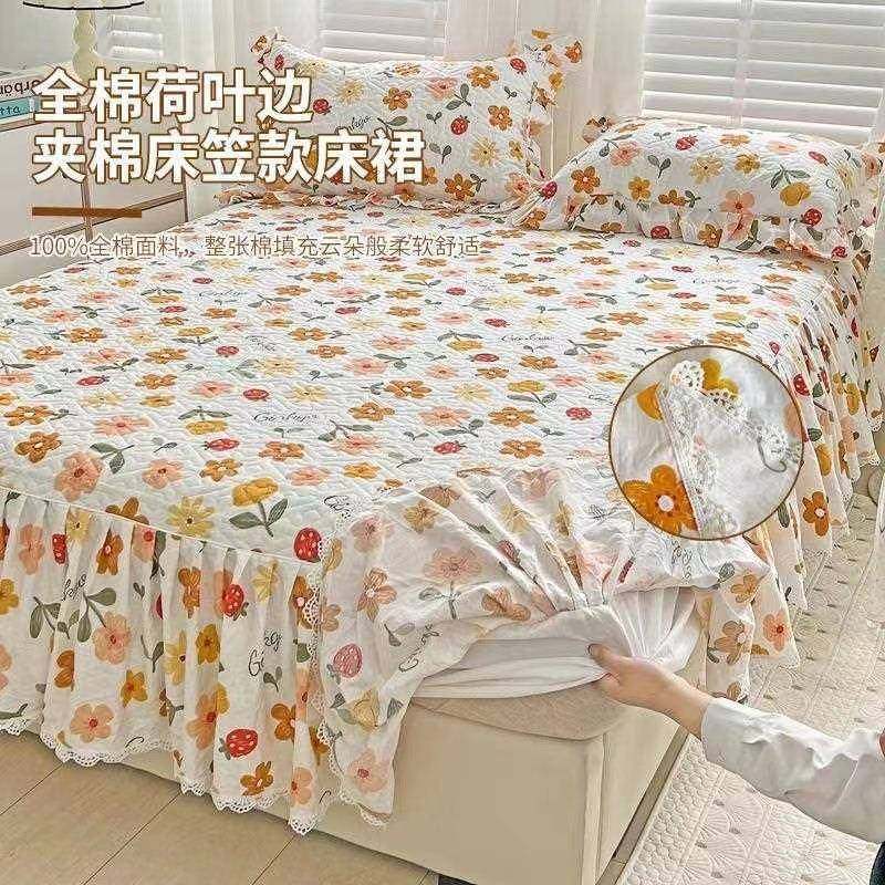 公主风纯棉夹棉床裙三件套可机洗荷叶边床笠全棉双人床盖纯棉床笠,机械设备,其他机械设备,淘宝优惠券,粉丝福利购,淘宝优惠卷