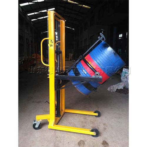 小型油桶搬运车液压型铁桶塑料桶装运车仓库货架堆放油桶提升机