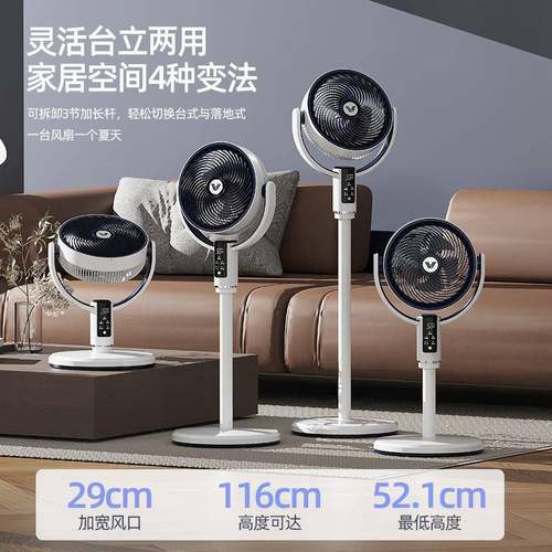 电风扇遥控空气循环扇家用大风力夜灯可定时遥控落地扇