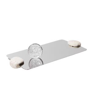 长方形拖盘洞石几何线条不锈钢摆件样板房售楼处玄关茶几装饰品