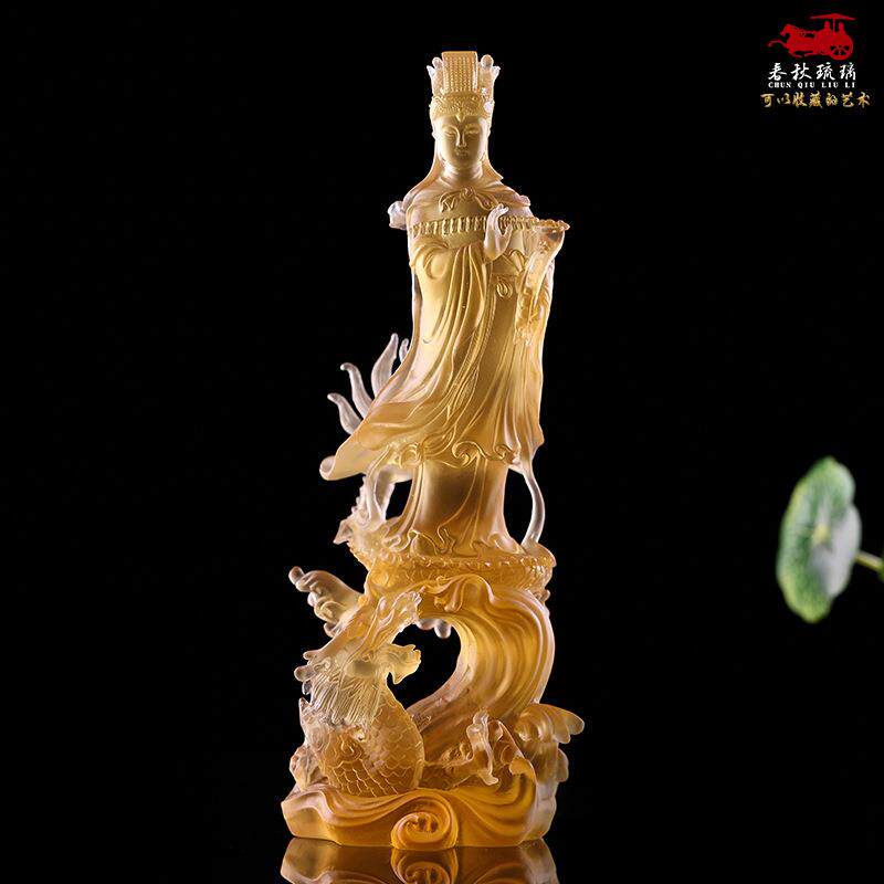 23厘米琉璃妈祖娘娘神像圣母菩萨天后娘娘神像家居供奉摆件