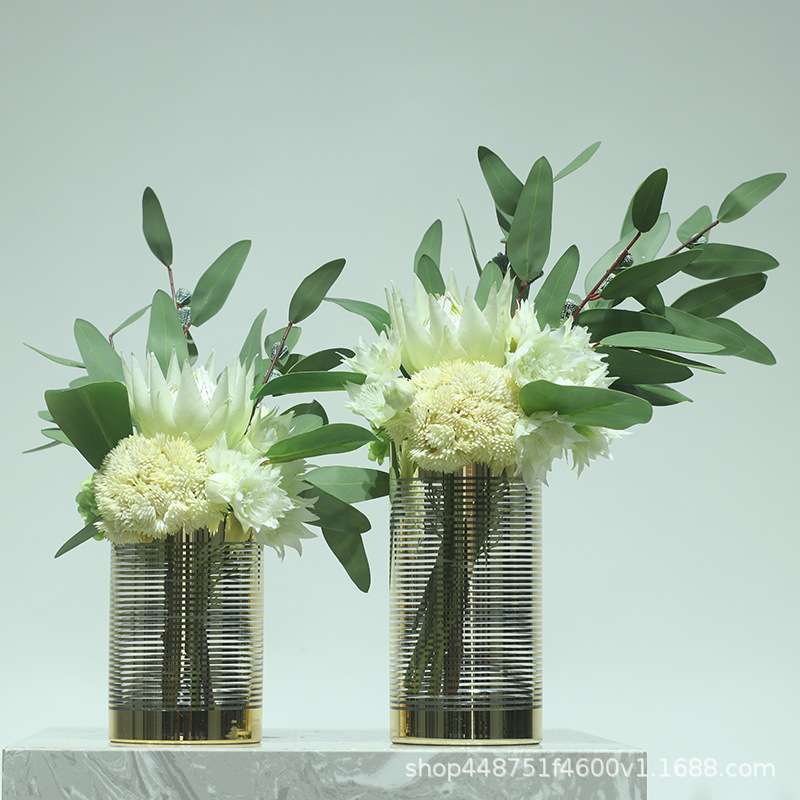 现代轻奢高端白色花艺摆件北欧客厅餐桌花摆花软装饰仿真花束插花