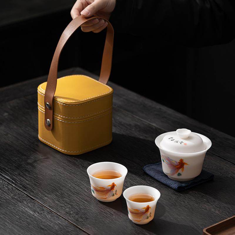 德化白瓷快客杯便携茶具套装一盖碗二杯随手包冰种旅行茶具,纺织面料/辅料/配套,纺织机械配件,淘宝优惠券,粉丝福利购,淘宝优惠卷