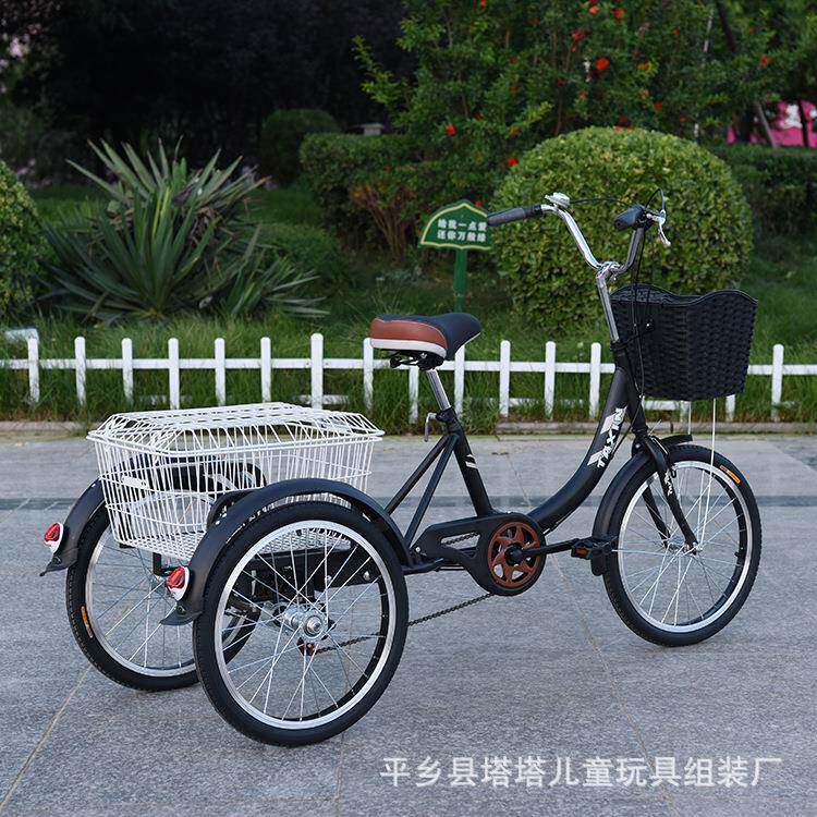 老年人力三轮自行车成人菜筐两用男女式脚踏三轮带框工厂