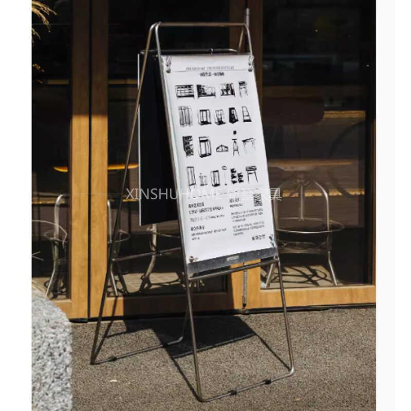 咖啡店门口广告牌展示架海报架展架立式落地宣传支架不锈钢指示牌