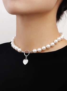 爱心贝母吊坠锁骨链 欧美ins气质法式高级感 good luk白贝母项链