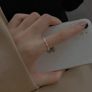 戒指女波浪线独身不婚主义尾戒韩国个性细食指关节戒开口