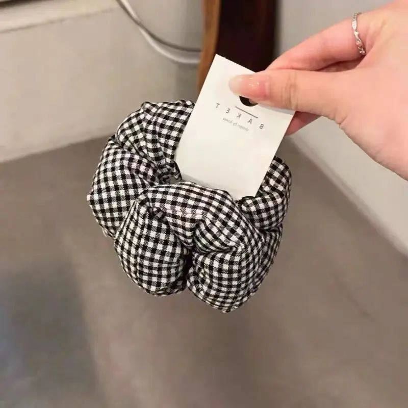 经典纹充棉大肠发圈韩系布艺百搭高马尾头圈发绳丸子头发饰