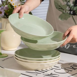 奶油风碗碟套装 家用轻奢碗盘餐具新款 高颜值碗筷盘子碗具组合 包邮