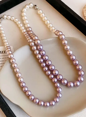 圆形简约珍珠项链高级感复古串珠锁骨链小众精致新款项饰