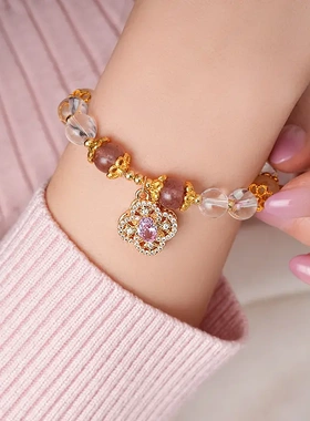 锆石白水晶虎眼石弹力手链轻奢高级感手串小清新时尚百搭手饰