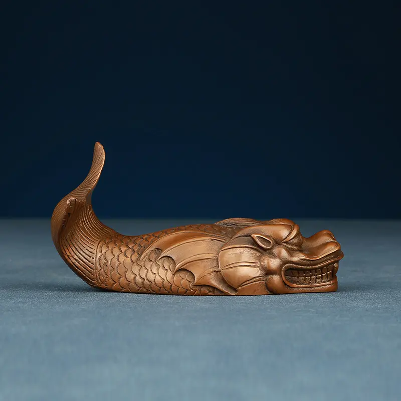 紫铜龙鱼镇纸文房四宝镇尺毛笔笔架摆件书房用品教师礼品