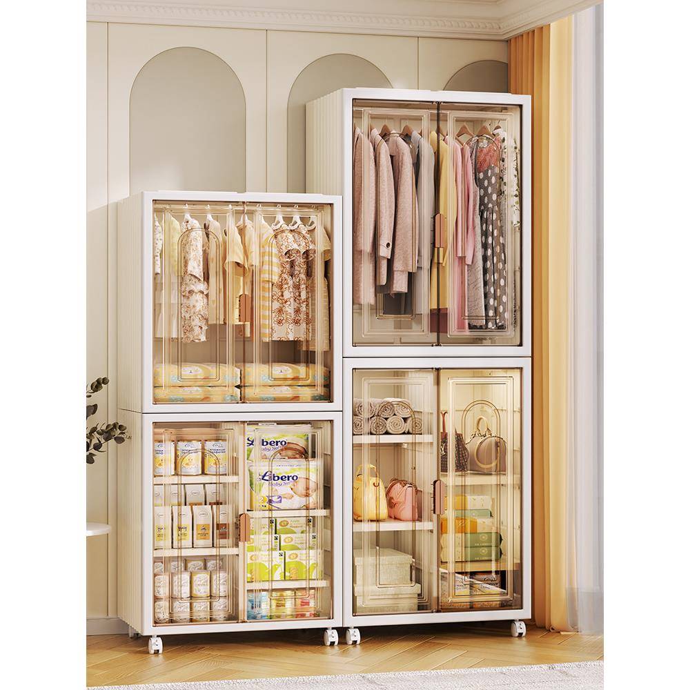 可折叠成人衣柜加深加高长挂衣区双开门儿童衣柜衣橱储物柜收纳柜