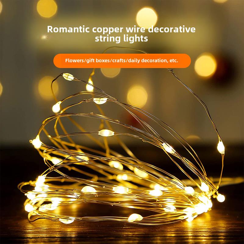 Led铜线灯闪烁灯串灯与生日气氛灯生日花花束礼物星空装饰