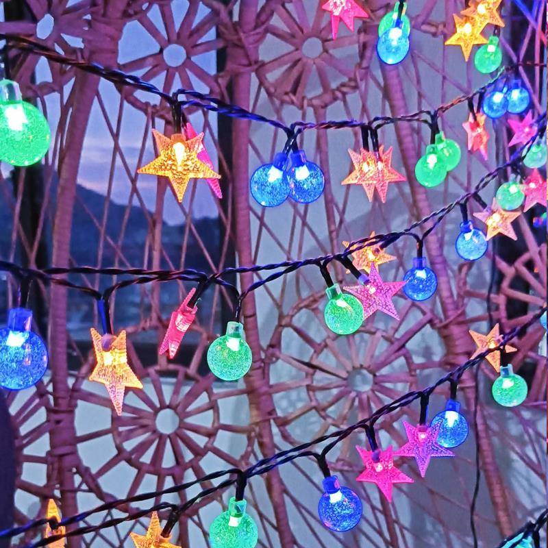 太阳能LED彩灯闪灯灯串满天星星圆球氛围露营帐篷绕树装饰灯天幕