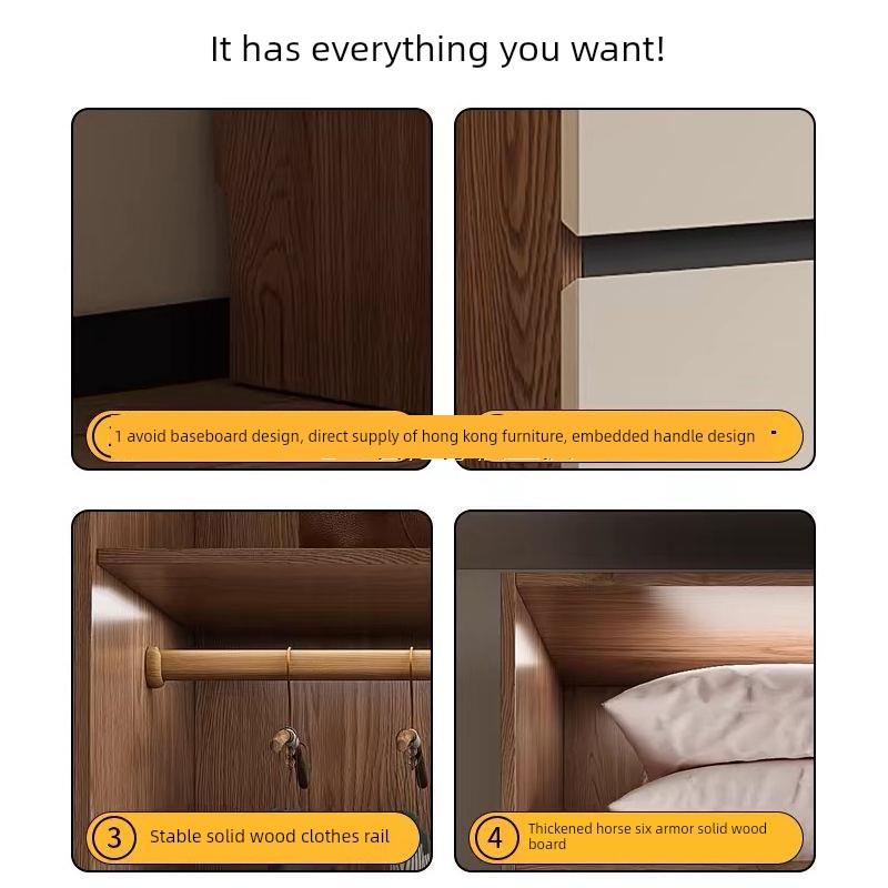 香港包邮家用卧室衣柜实木卧室家用大衣橱轻奢柜组合收纳柜衣柜