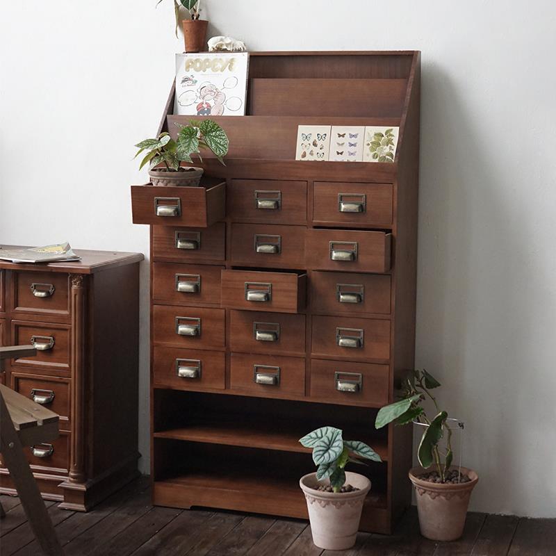 闻森家居美式覆古斗柜家俱实木杂志书玄关柜抽屉客厅收纳中古边柜