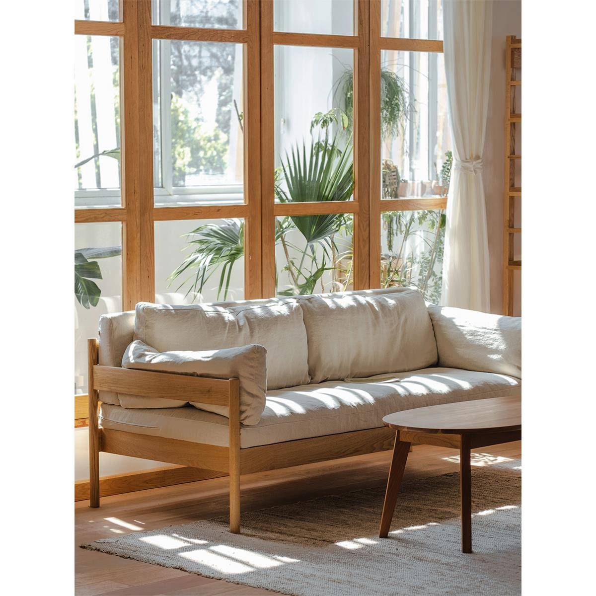 木墨木墨森林沙发原木红橡木黑胡桃织物日本风格简单现代双人或三